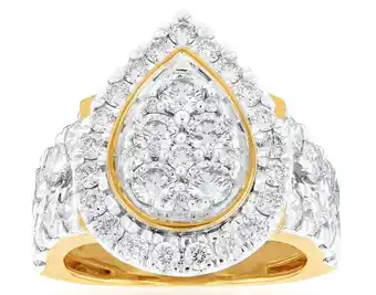 Shiels 9ct yellow gold 4 carat diamond ring with brilliant cut diamonds offer