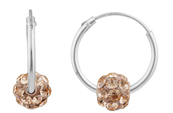Shiels Sterling silver peach crystal slider on hoops offer