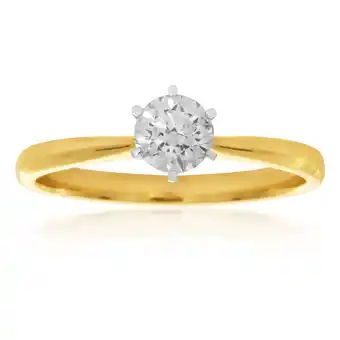 Shiels Luminesce laboratory grown 1/2 carat diamond ring in 18ct yellow gold 6 claw setting offer