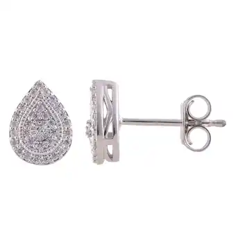 Shiels Silver diamond pear shaped studs with 22 diamonds offer