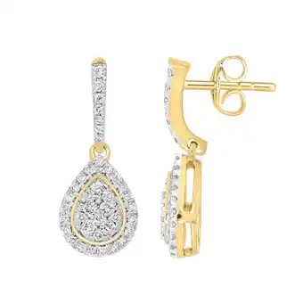 Shiels 9ct yellow gold 0.50 carat diamond pear shaped earrings offer
