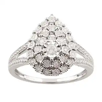 Sterling silver 0.20 carat diamond cluster ring with 30 brilliant cut diamonds