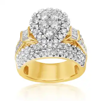 Shiels 9ct yellow gold 3 carat pear shape diamond ring offer