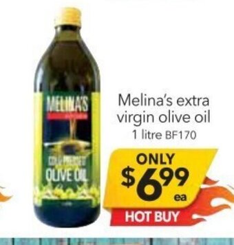Cheap as Chips Melina's Extra Virgin Olive Oil 1 Litre offer