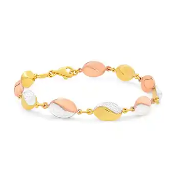Shiels 9ct yellow gold silver filled three tone fancy 19.5cm bracelet offer