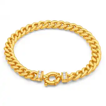 Shiels 9ct yellow gold silver filled cubic zirconia 20cm curb bracelet offer