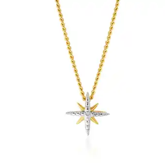 9ct yellow gold diamond starburst pendant