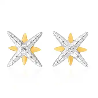 Shiels 9ct yellow gold diamond starburst stud earrings with 2 brilliant diamonds offer