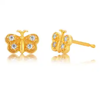 Shiels 9ct gold filled cubic zirconia butterfly shape stud earrings offer