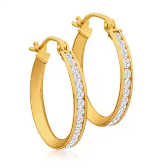 Shiels 9ct yellow gold silver filled cubic zirconia 18mm hoop earrings offer