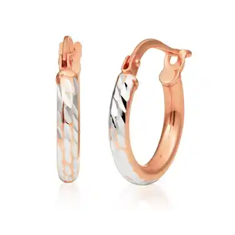 Shiels 9ct rose gold silver filled 2x10mm hoop earrings offer