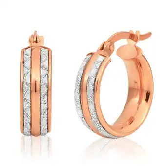 Shiels 9ct rose gold silver filled stardust hoops offer