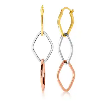 Shiels 9ct yellow gold silver filled 3 oval ring drop earrings offer