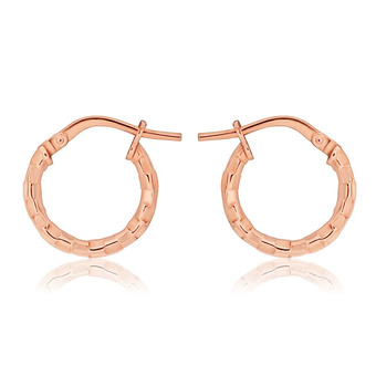 Shiels 9ct stunning rose gold silver filled fancy diamond cut hoop earrings offer