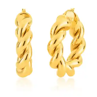 Shiels 9ct yellow gold silver filled twisted braid 20mm hoops earrings offer