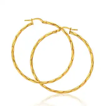 Shiels 9ct yellow gold silver filled twist 40mm hoop earrings offer
