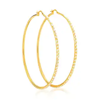 Shiels 9ct yellow gold silver filled 60mm hoop earrings with diamond cut feature offer