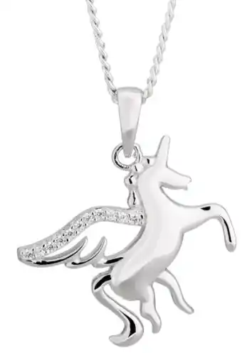 Shiels Sterling silver zirconia unicorn pendant offer