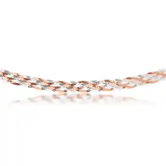 Sterling silver and rose gold plated 45cm multi strand plait necklace