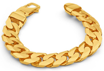Shiels 9ct yellow solid gold heavy curb 23cm bracelet 550 gauge offer