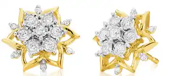 Shiels 9ct yellow gold 1/3 carat diamond stud earrings set wtih 26 brilliant cut diamonds offer