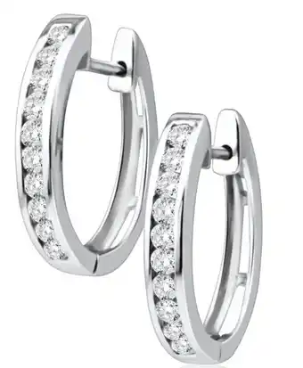 Shiels 9ct white gold radiant diamond hoop earrings offer