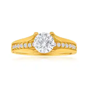 Shiels 9ct yellow gold round cubic zirconia 4 claw and channel set ring offer
