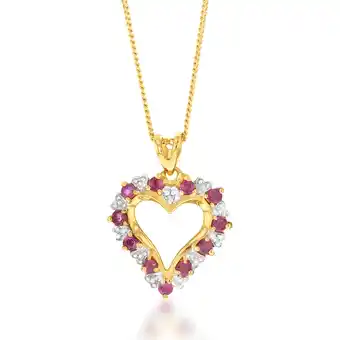 Shiels 9ct natural ruby and diamond heart pendant offer