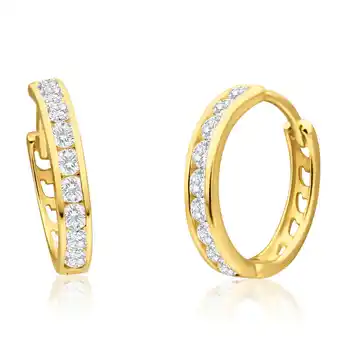 Shiels 9ct radiant yellow gold cubic zirconia hoop earrings offer