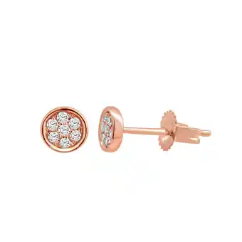 Shiels 9ct rose gold diamond pave stud earrings offer