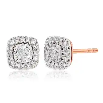 Shiels 9ct rose gold stud earrings with 1/4 carat of diamonds offer