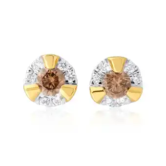 Shiels 9ct yellow gold australian champagne diamond earrings with 1/4 carat of diamonds offer