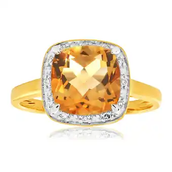 Shiels 9ct yellow gold citrine + 12 diamond ring offer