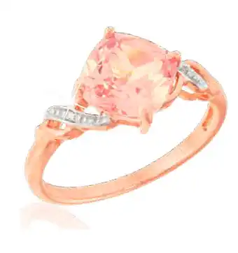 Shiels 9ct rose gold created peach sapphire & diamond ring offer