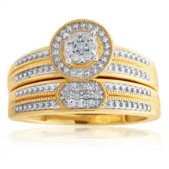 Shiels 9ct yellow gold 2-ring diamond bridal set with 17 diamonds offer