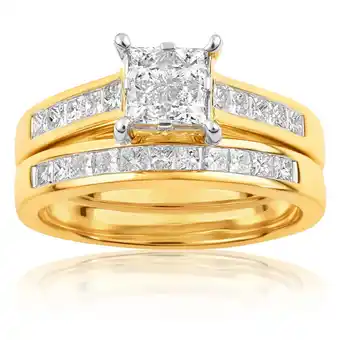 Shiels Seamless love 9ct yellow gold bridal set ring with 1.50 carat of diamonds offer