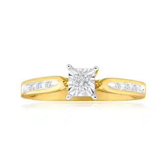 Shiels 9ct yellow gold ring with 0.15 carats of claw set diamonds offer