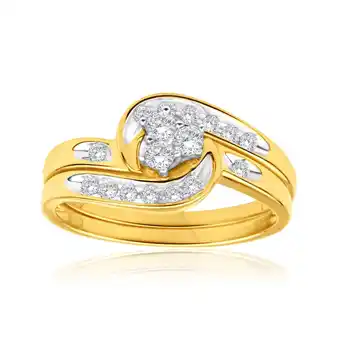 Shiels 9ct yellow gold 2 ring bridal set with 0.25 carats of light champagne diamonds offer