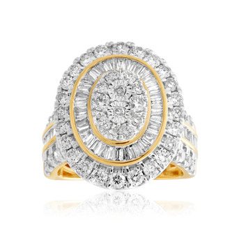 Shiels 9ct yellow gold 3.05 carat diamond ring with brilliant and tapered baguette diamonds offer