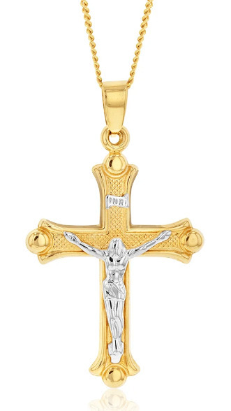 white gold crucifix pendant offer at Shiels
