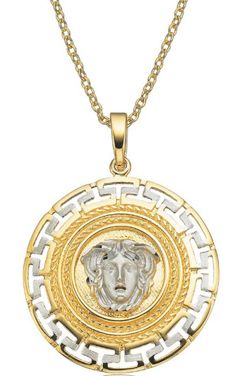 Shiels 9ct yellow gold & white gold key of life medusa pendant offer