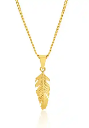 Shiels 9ct yellow gold feather pendant offer