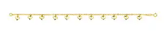 Shiels 9ct yellow gold belcher 19 cm bracelet with 11 diamond cut heart charms offer