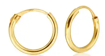 Shiels 9ct yellow gold 1.2x9mm hinged hoop earrings offer