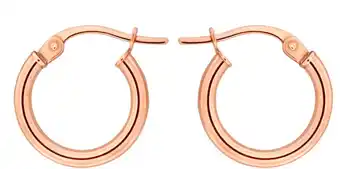 Shiels 9ct rose gold plain 10mm hoop earrings european made offer