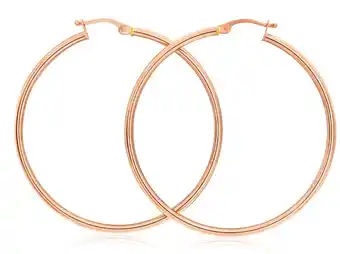 Shiels 9ct rose gold plain 40mm hoop earrings european made offer