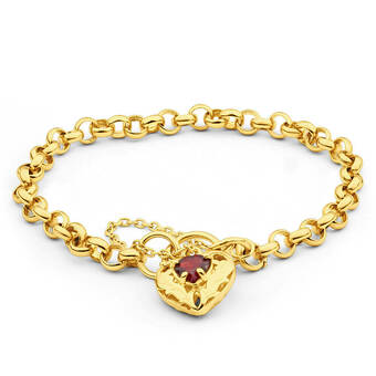 Shiels 9ct yellow gold silver filled garnet belcher bracelet offer
