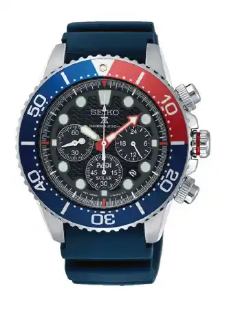 Seiko pepsi prospex ssc785p blue silicone mens chronograph watch