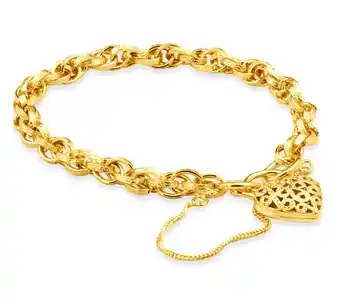 Shiels 9ct yellow gold twist double link hollow padlock 19cm bracelet offer