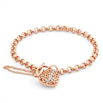 Shiels 9ct rose gold fancy padlock belcher bracelet offer